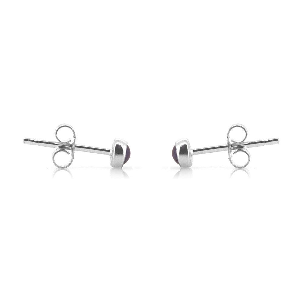 Iria Amethyst 3mm Stud Earrings - Sterling Silver Stud Earrings