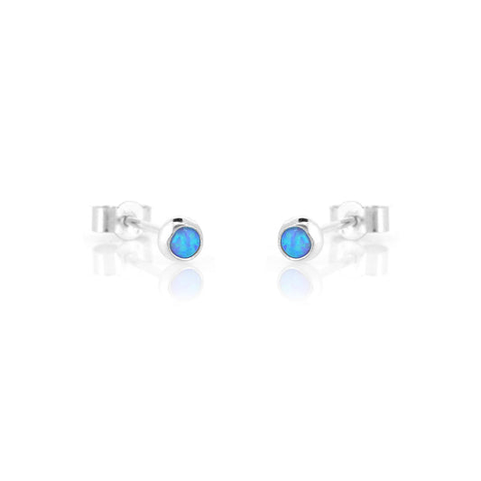 Iria Opalite 3mm Stud Earrings - Sterling Silver Stud Earrings