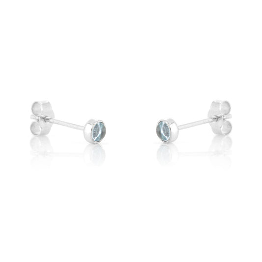 Iria Sky Blue Topaz 3mm Stud Earrings - Sterling Silver Stud Earrings