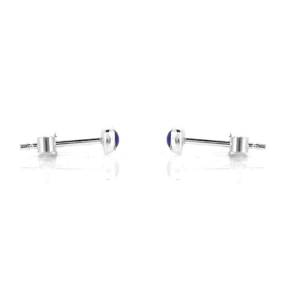 Iria Lapis Lazuli 3mm Stud Earrings - Sterling Silver Stud Earrings