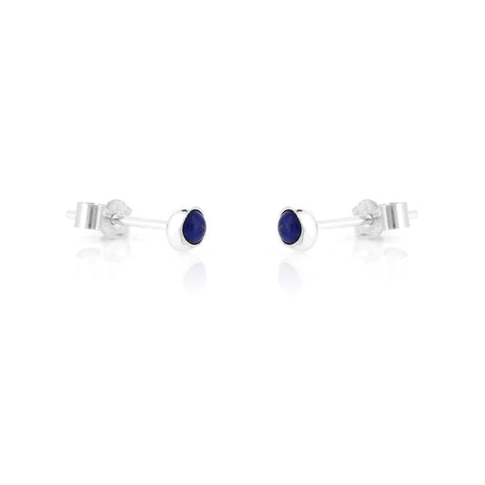 Iria Lapis Lazuli 3mm Stud Earrings - Sterling Silver Stud Earrings