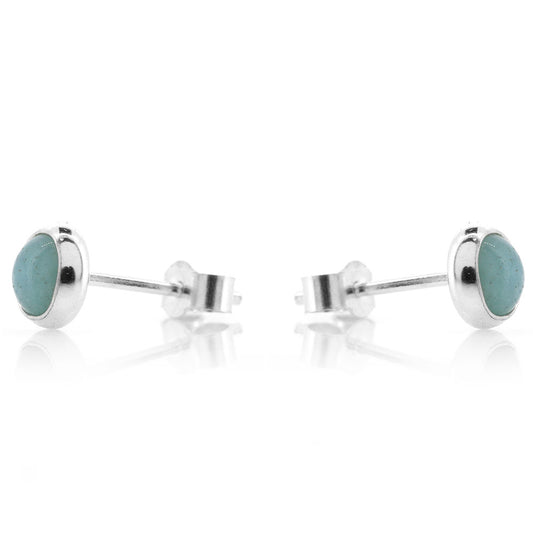 Iria Amazonite 5mm Stud Earrings - Sterling Silver Stud Earrings