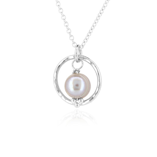 Orbit Grey Freshwater Pearl Necklace - Sterling Silver Necklace
