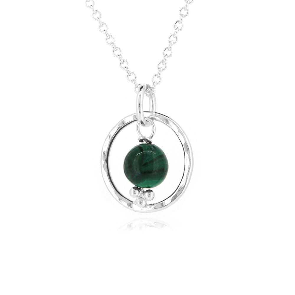 Orbit Malachite Necklace - Sterling Silver Necklace