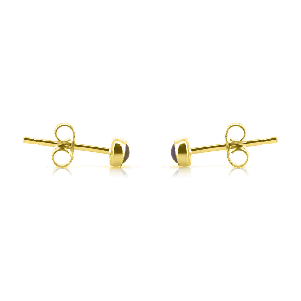 Iria Amethyst 3mm Stud Earrings - Yellow Gold Vermeil Stud Earrings