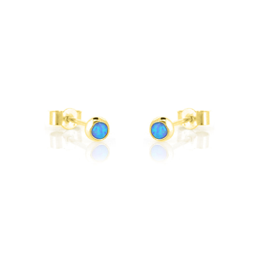 Iria Opalite 3mm Stud Earrings - Yellow Gold Vermeil Stud Earrings