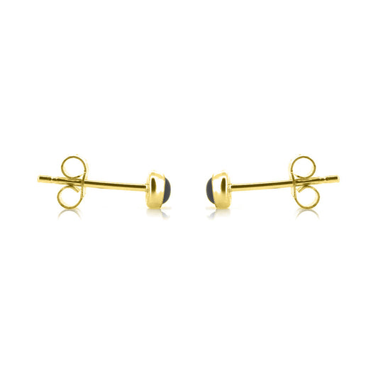Iria Onyx 3mm Stud Earrings - Yellow Gold Vermeil Stud Earrings