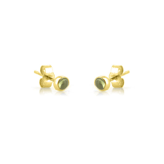 Iria Peridot 3mm Stud Earrings - Yellow Gold Vermeil Stud Earrings