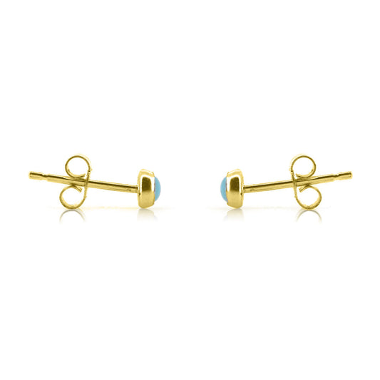 Iria Turquoise 3mm Stud Earrings - Yellow Gold Vermeil Stud Earrings