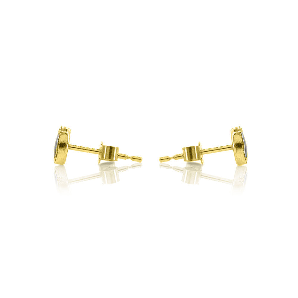 Iria Abalone 5mm Stud Earrings - Yellow Gold Vermeil Stud Earrings