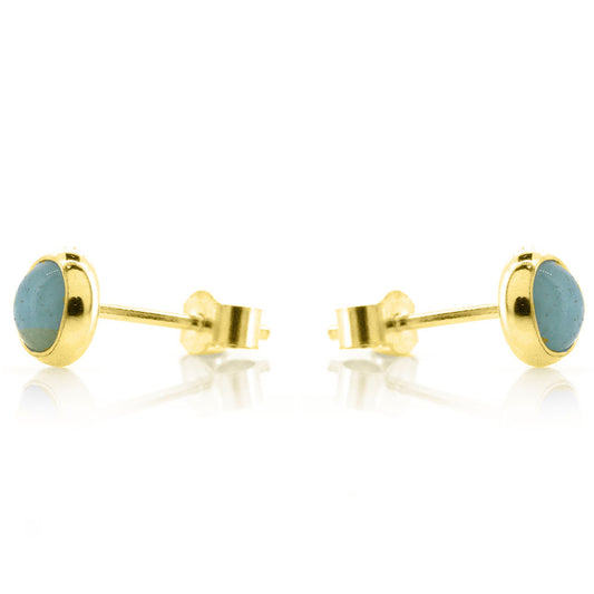 Iria Amazonite 5mm Stud Earrings - Yellow Gold Vermeil Stud Earrings