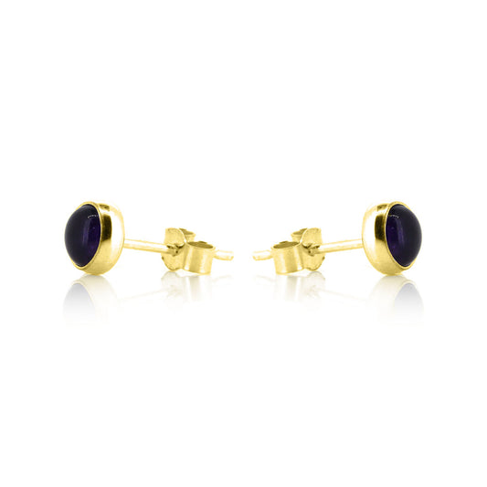 Iria Amethyst 5mm Stud Earrings - Yellow Gold Vermeil Stud Earrings