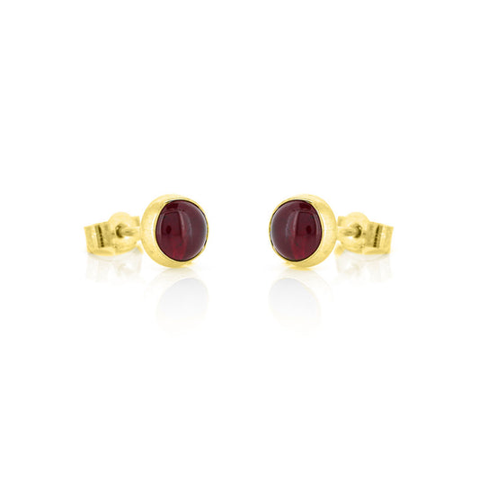 Iria Garnet 5mm Stud Earrings - Yellow Gold Vermeil Stud Earrings