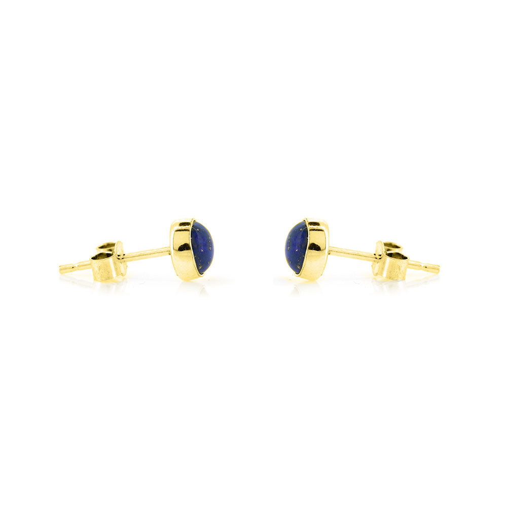 Iria Lapis Lazuli 5mm Stud Earrings - Yellow Gold Vermeil Stud Earrings