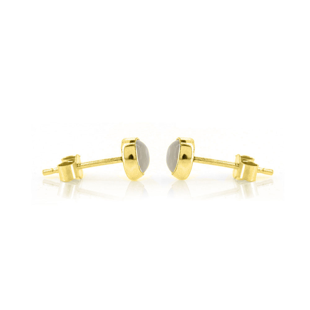 Iria Moonstone 5mm Stud Earrings - Yellow Gold Vermeil Stud Earrings