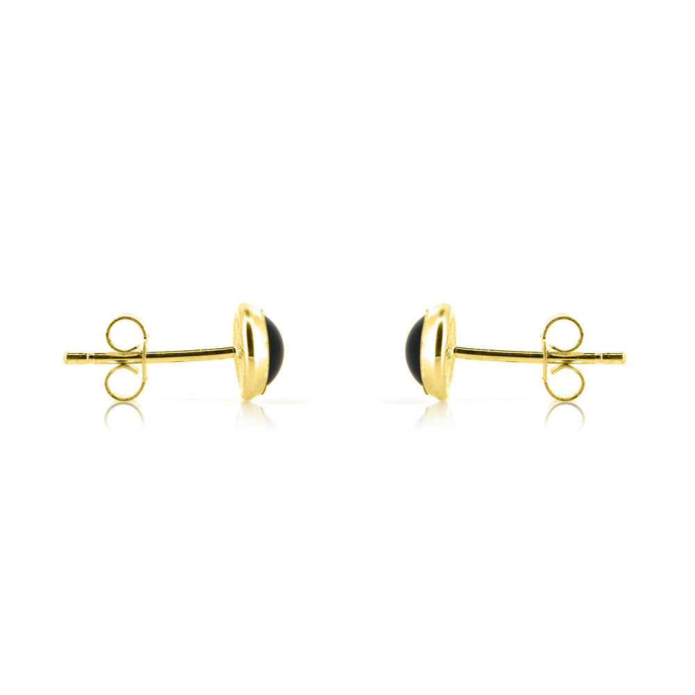 Iria Onyx 5mm Stud Earrings - Yellow Gold Vermeil Stud Earrings