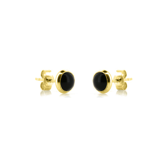 Iria Onyx 5mm Stud Earrings - Yellow Gold Vermeil Stud Earrings