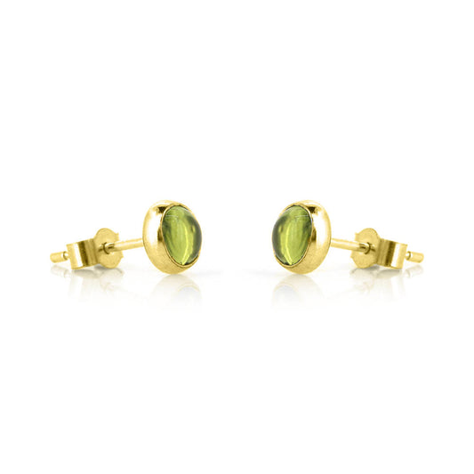 Iria Peridot 5mm Stud Earrings - Yellow Gold Vermeil Stud Earrings