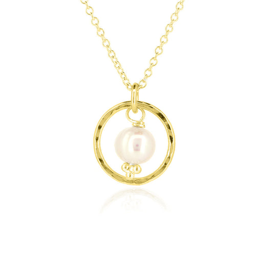 Orbit White Freshwater Pearl Necklace - Yellow Gold Vermeil Necklace