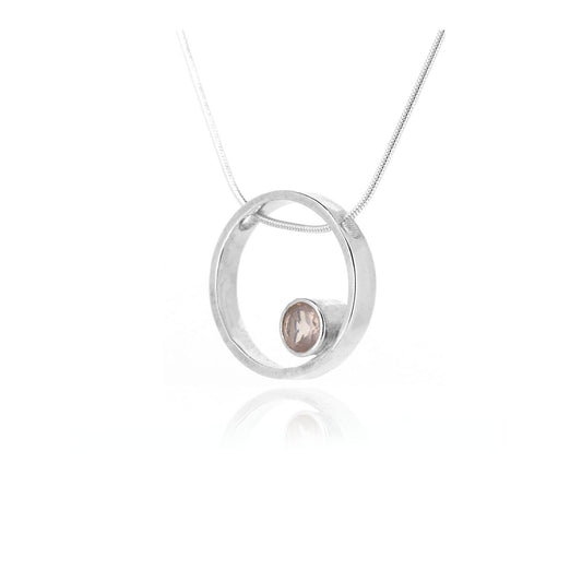 Eclipse Rose Quartz Necklace - Sterling Silver Necklace