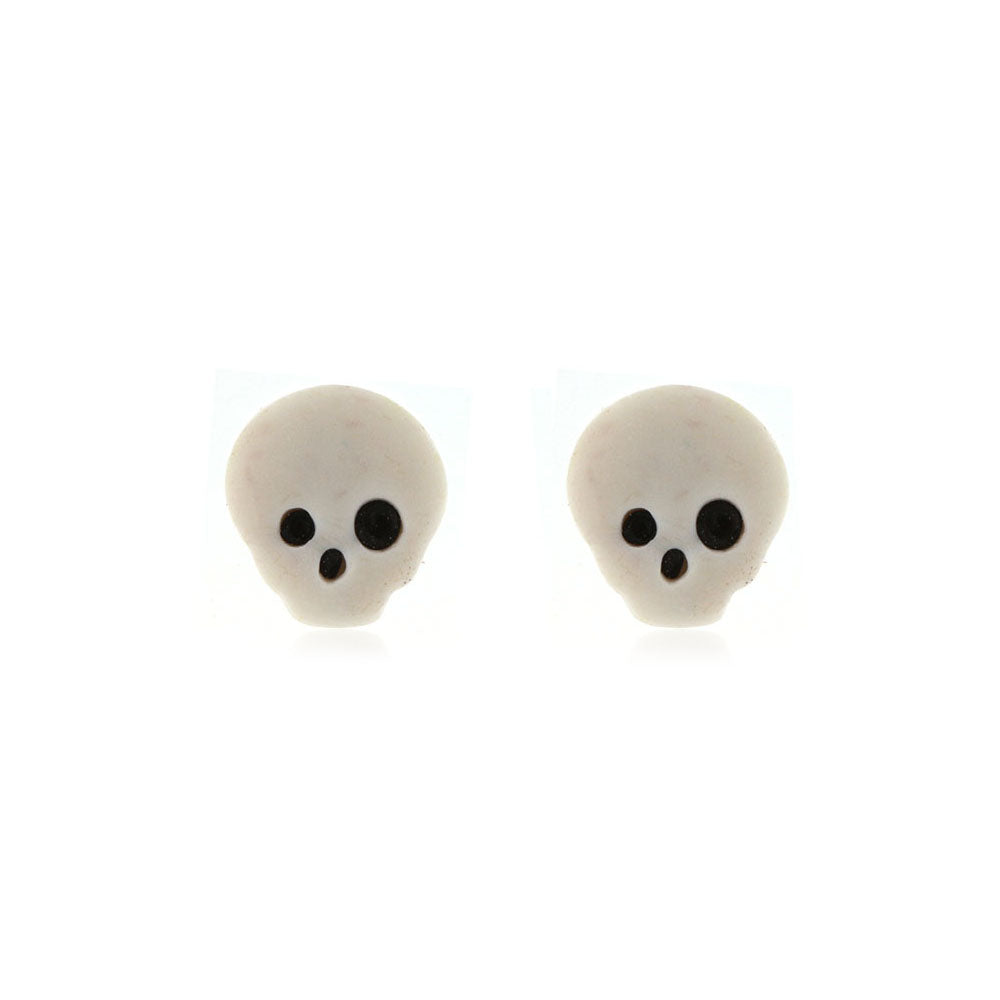 Skull Polymer Clay Stud Earrings - Surgical Steel Stud Earrings