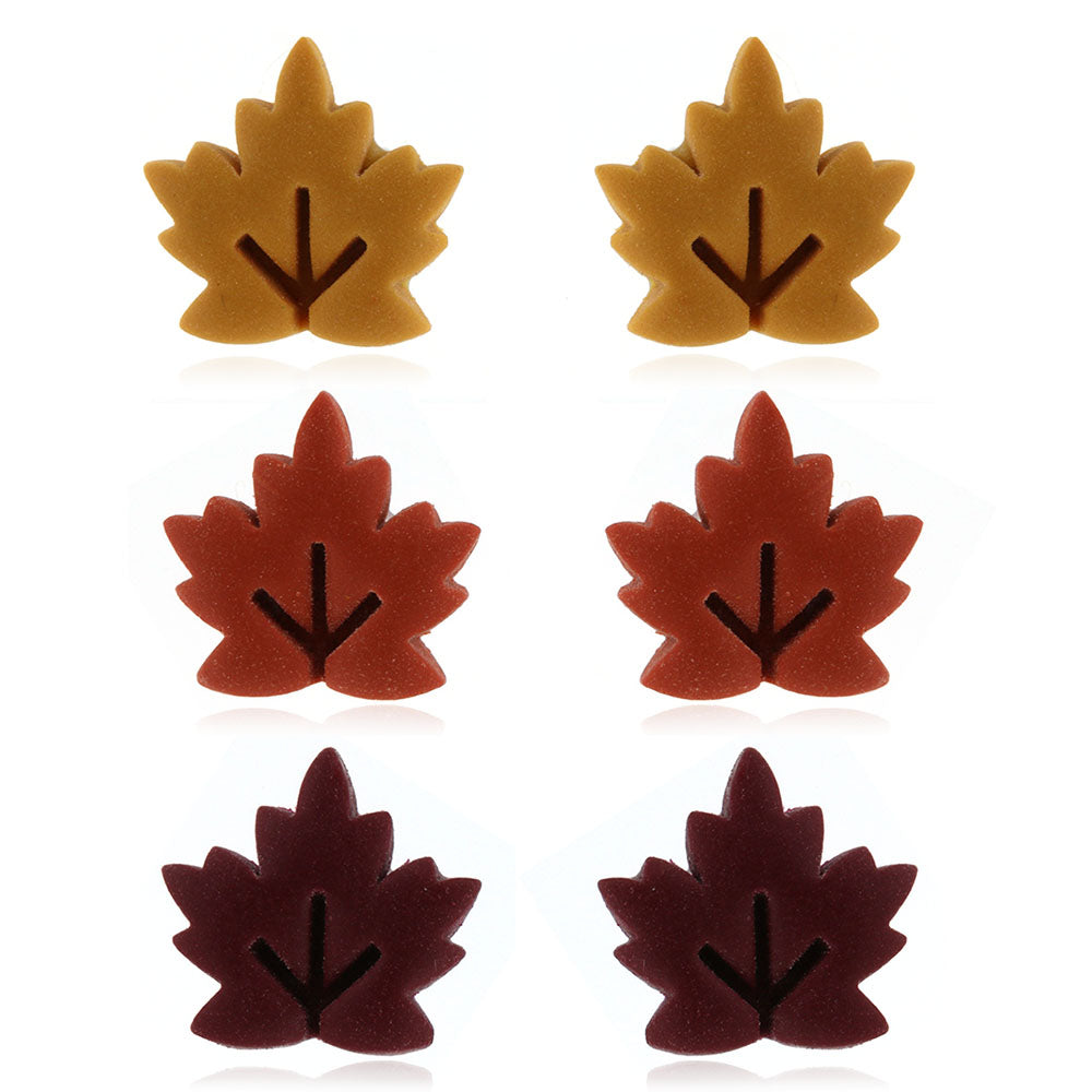 Maple Leaf Orange Polymer Clay Stud Earrings - Surgical Steel Stud Earrings