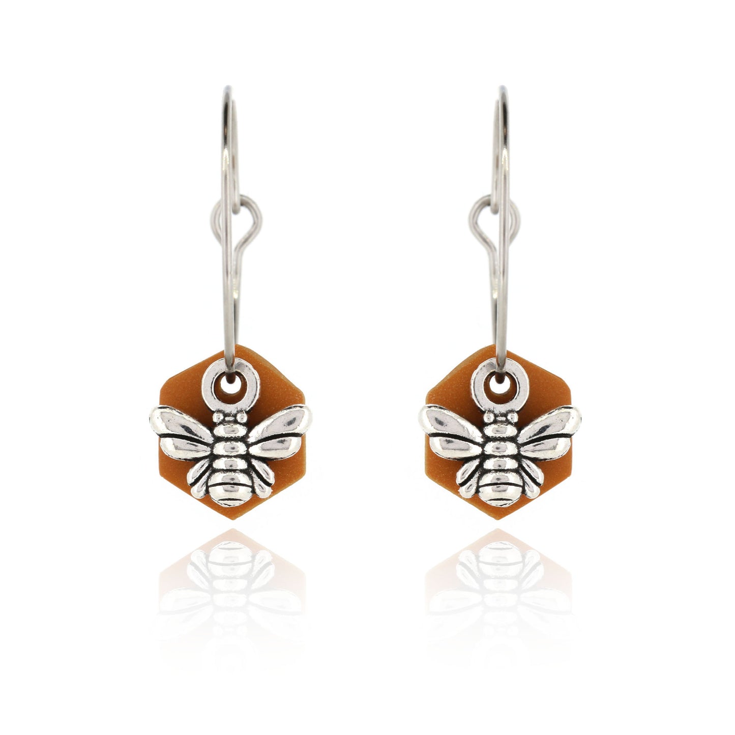 Bee & Honeycomb Polymer Clay Hoop Earrings - Surgical Steel