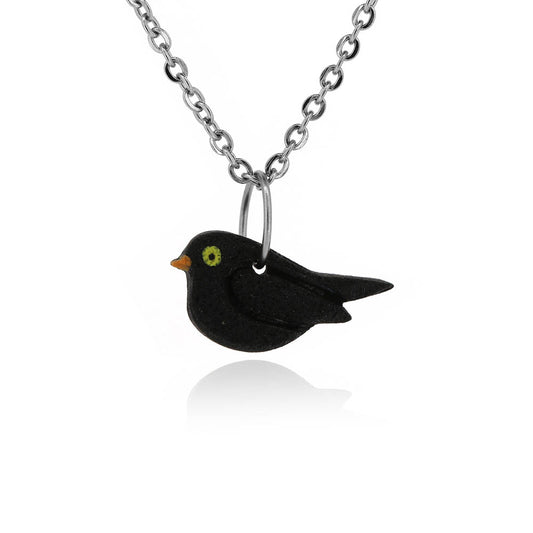 Blackbird Polymer Clay Necklace - Surgical Steel Necklace