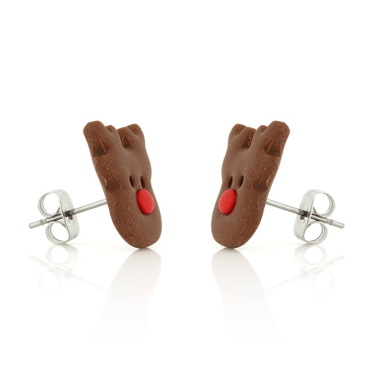 Rudolph Polymer Clay Stud Earrings - Surgical Steel