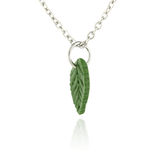 Detailed Leaf Polymer Clay Necklace - Surgical Steel