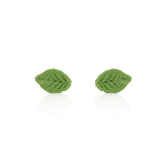 Detailed Leaf Polymer Clay Stud Earrings - Surgical Steel