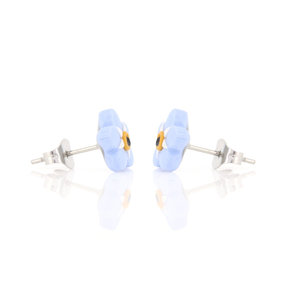 Spring Forget-Me-Knot Polymer Clay Stud Earrings - Surgical Steel Stud Earrings