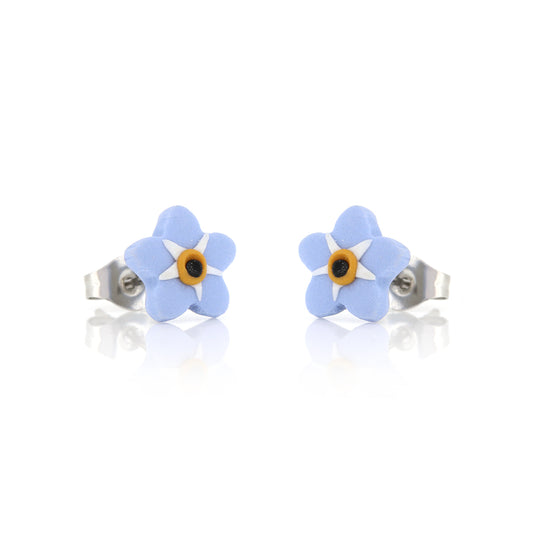 Spring Forget-Me-Knot Polymer Clay Stud Earrings - Surgical Steel Stud Earrings