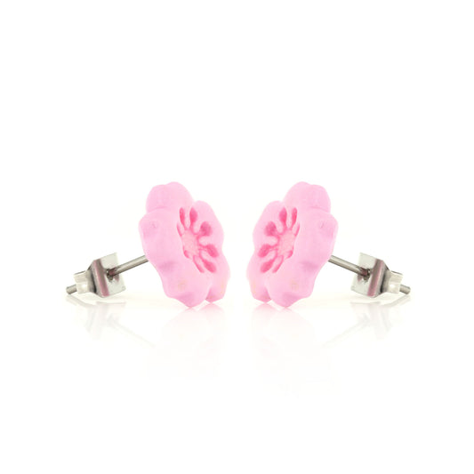 Cherry Blossom Polymer Clay Stud Earrings - Surgical Steel
