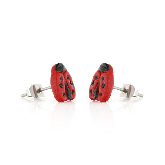 Ladybird Polymer Clay Stud Earrings - Surgical Steel