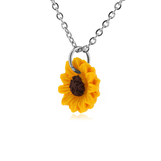 Sunflower Polymer Clay Necklace - Surgical Steel Necklace