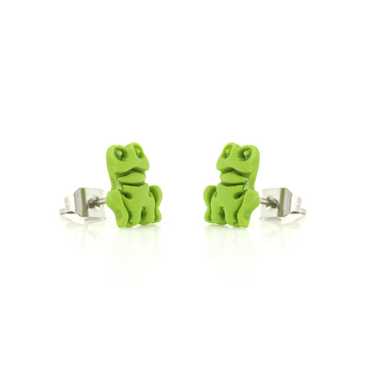 Frog Polymer Clay Stud Earrings - Surgical Steel
