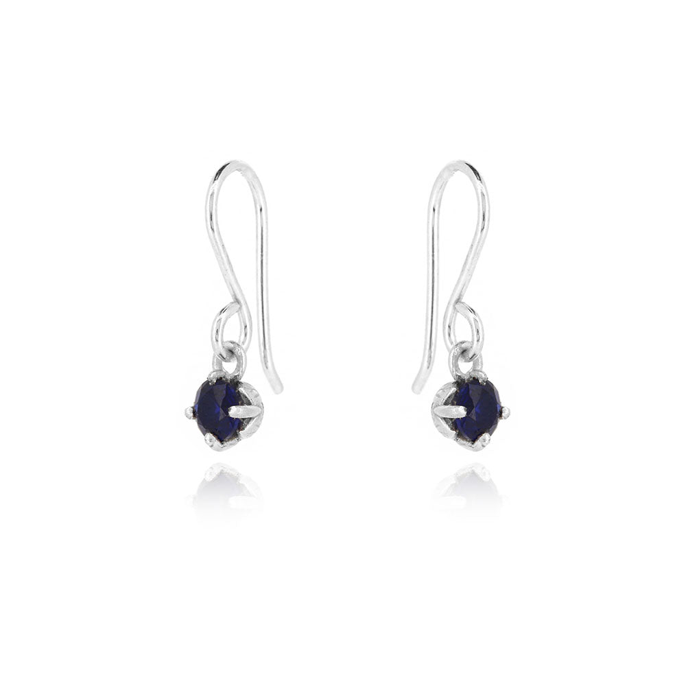 Glade Lab-Grown Sapphire 4mm Drop Earrings - Sterling Silver Drop Earrings