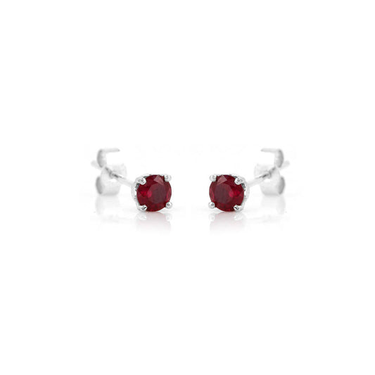 Glade Lab-Grown Ruby 4mm Stud Earrings - Sterling Silver Stud Earrings