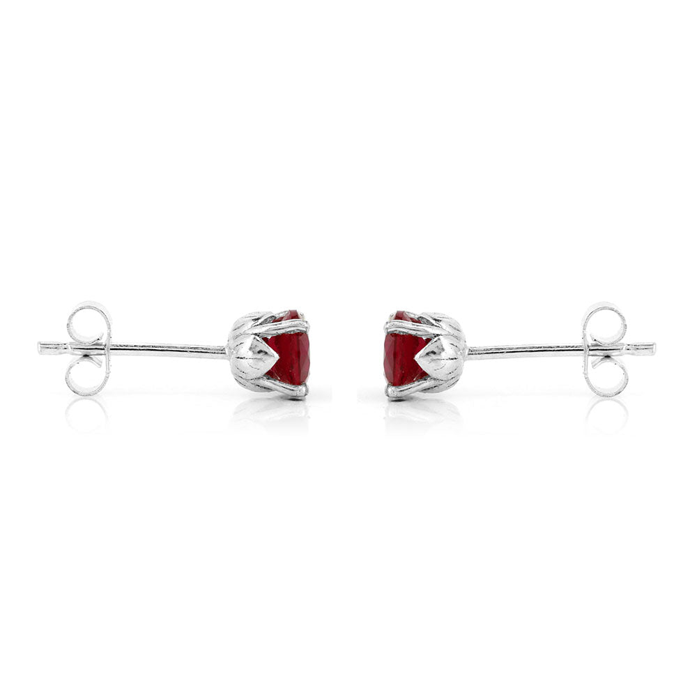 Glade Lab-Grown Ruby 5mm Stud Earrings - Sterling Silver Stud Earrings