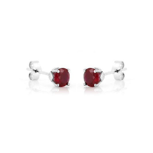 Glade Lab-Grown Ruby 5mm Stud Earrings - Sterling Silver Stud Earrings