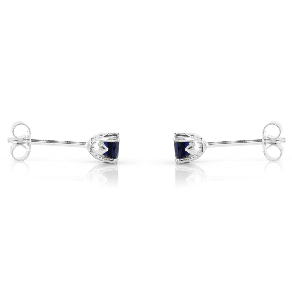 Glade Lab-Grown Sapphire 4mm Stud Earrings - Sterling Silver Stud Earrings