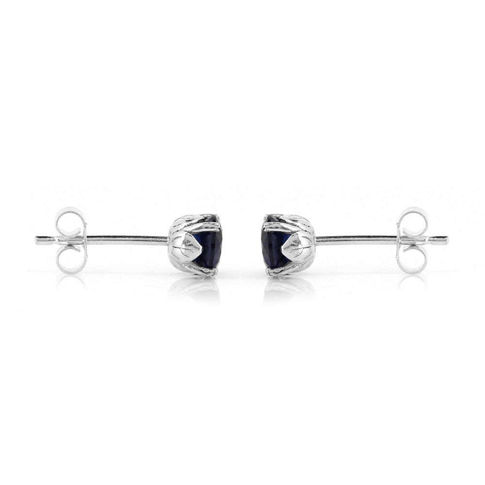 Glade Lab-Grown Sapphire 5mm Stud Earrings - Sterling Silver Stud Earrings