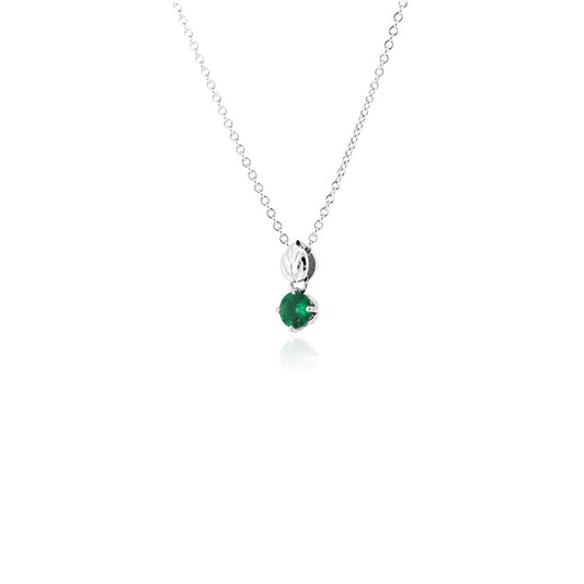 Glade Lab-Grown Emerald 5mm Necklace - Sterling Silver Necklace