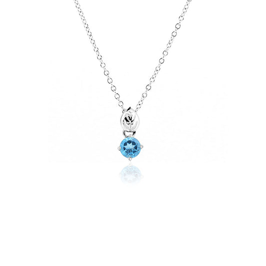 Glade Swiss Blue Topaz 5mm Necklace - Sterling Silver Necklace