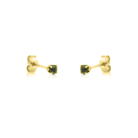Glade Green Tourmaline 3mm Stud Earrings - 9ct Yellow Gold Stud Earrings