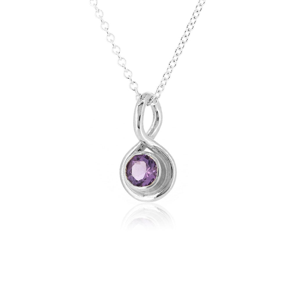 Infinity Amethyst Gemstone Necklace - Sterling Silver Necklace