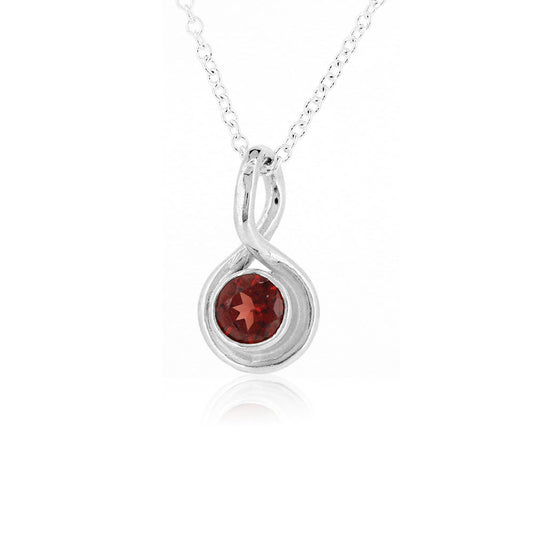 Infinity Garnet Gemstone Necklace - Sterling Silver Necklace