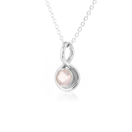 Infinity Rose Quartz Gemstone Necklace - Sterling Silver Necklace