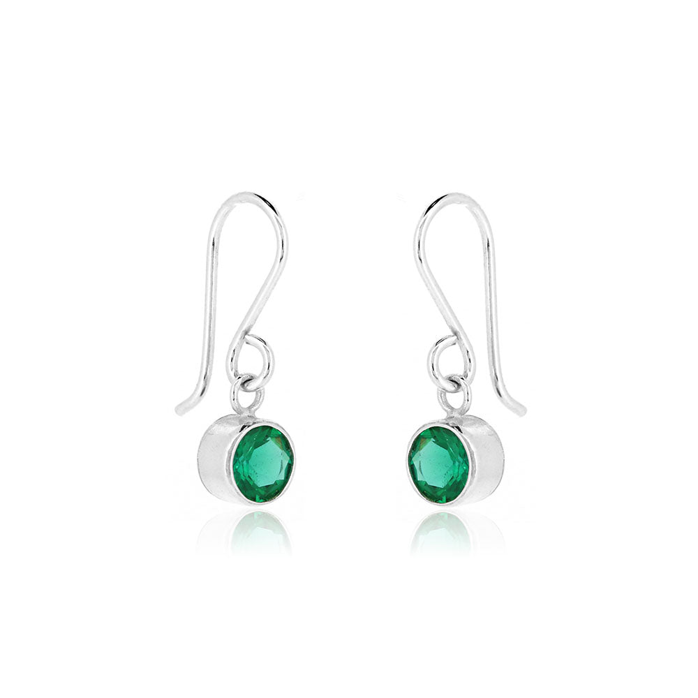 Celeste Lab-Grown Emerald Drop Earrings - Sterling Silver Drop Earrings